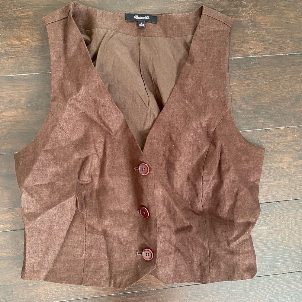 BNWOT Madewell Linen Vest Sz 6